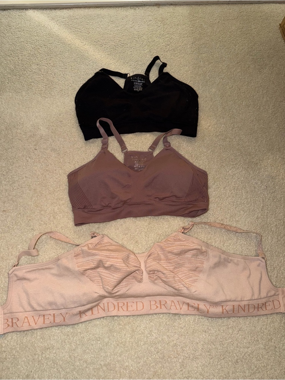 Kindred Bravely Seamless Nursing Bra Trio - Black, Mauve, Blush